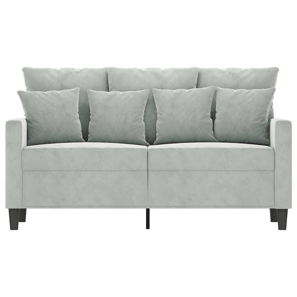 Sofá de 2 lugares 120 cm veludo cinzento-claro