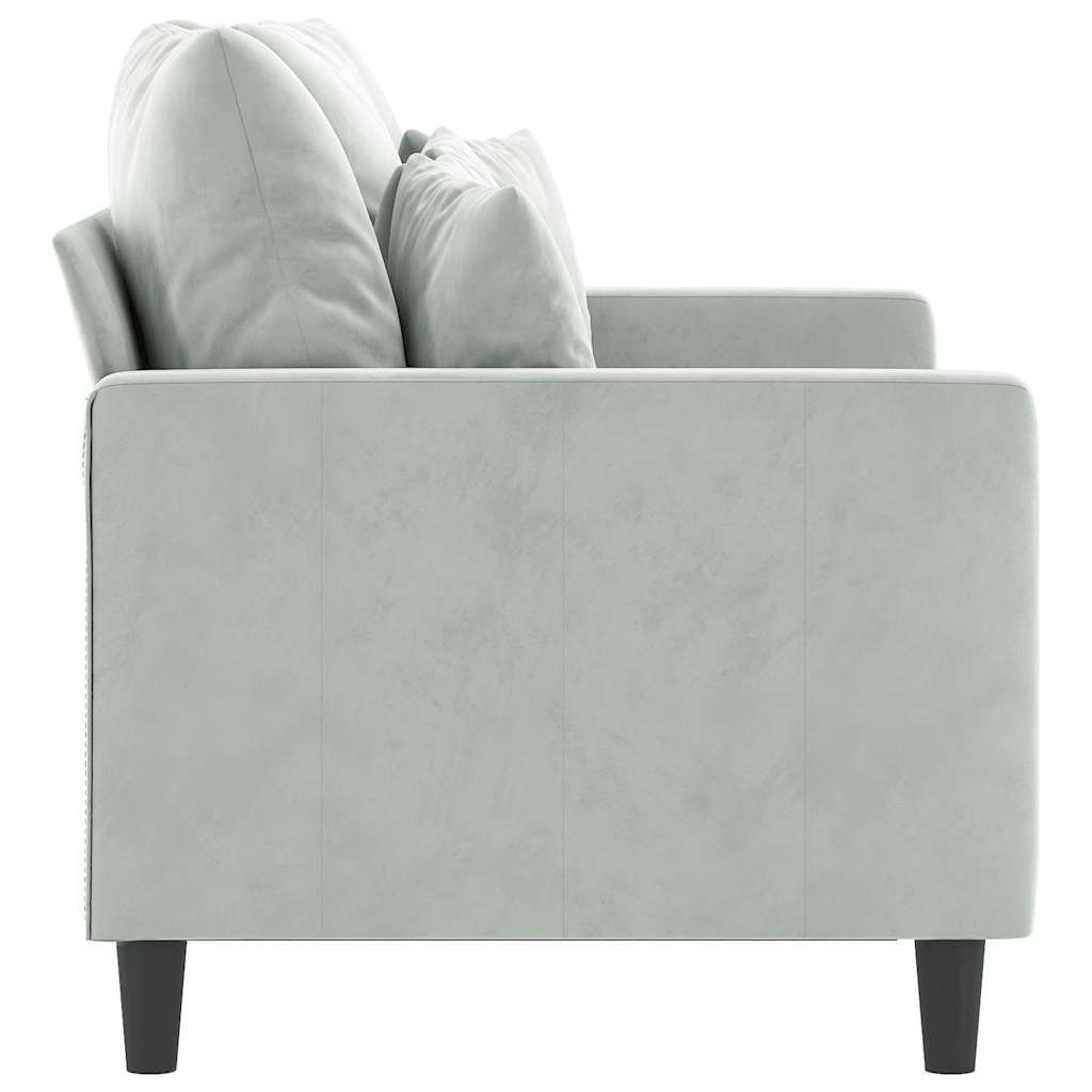 Sofá de 2 lugares 120 cm veludo cinzento-claro