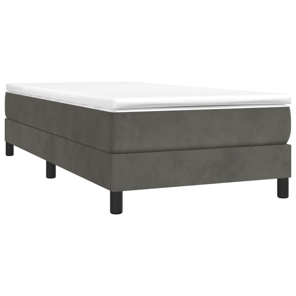 Estrutura de cama com molas 100x200 cm veludo cinzento-escuro