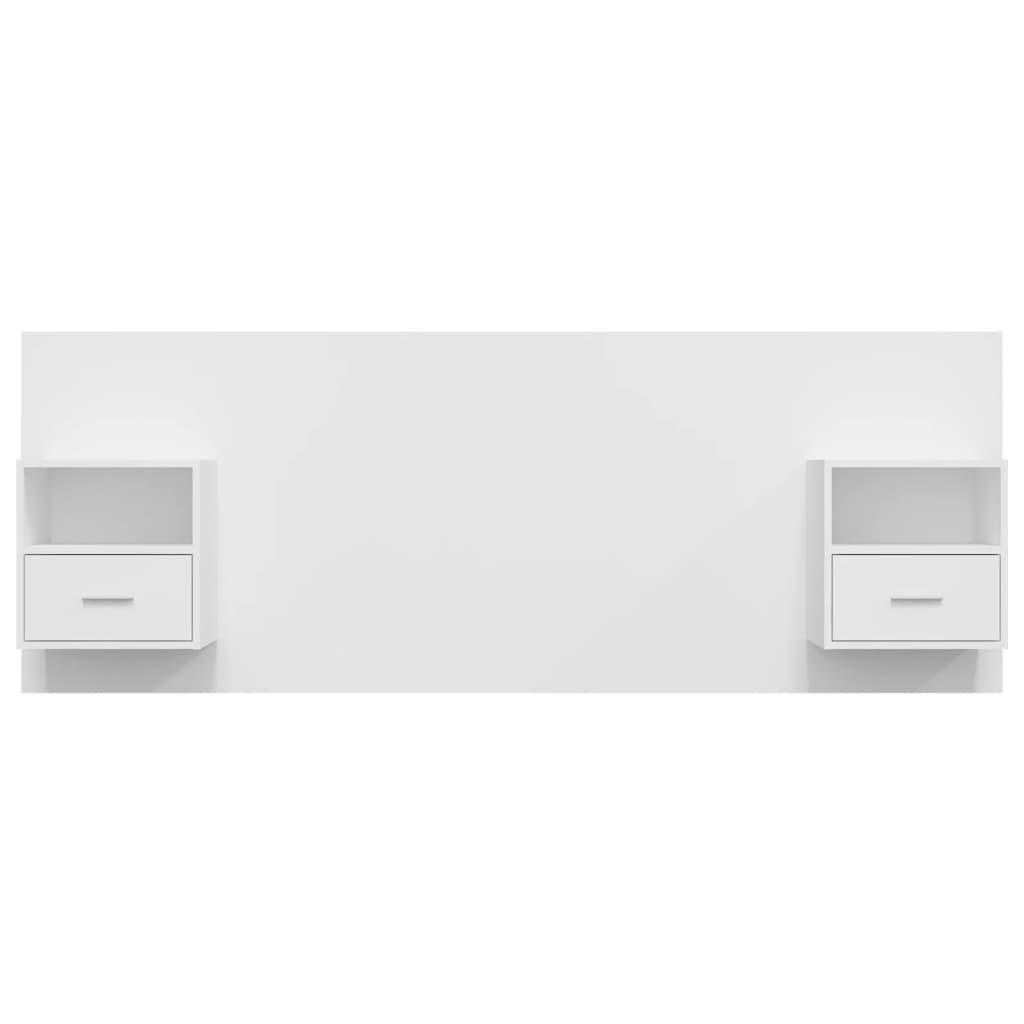Cabeceira cama + armários madeira processada branco