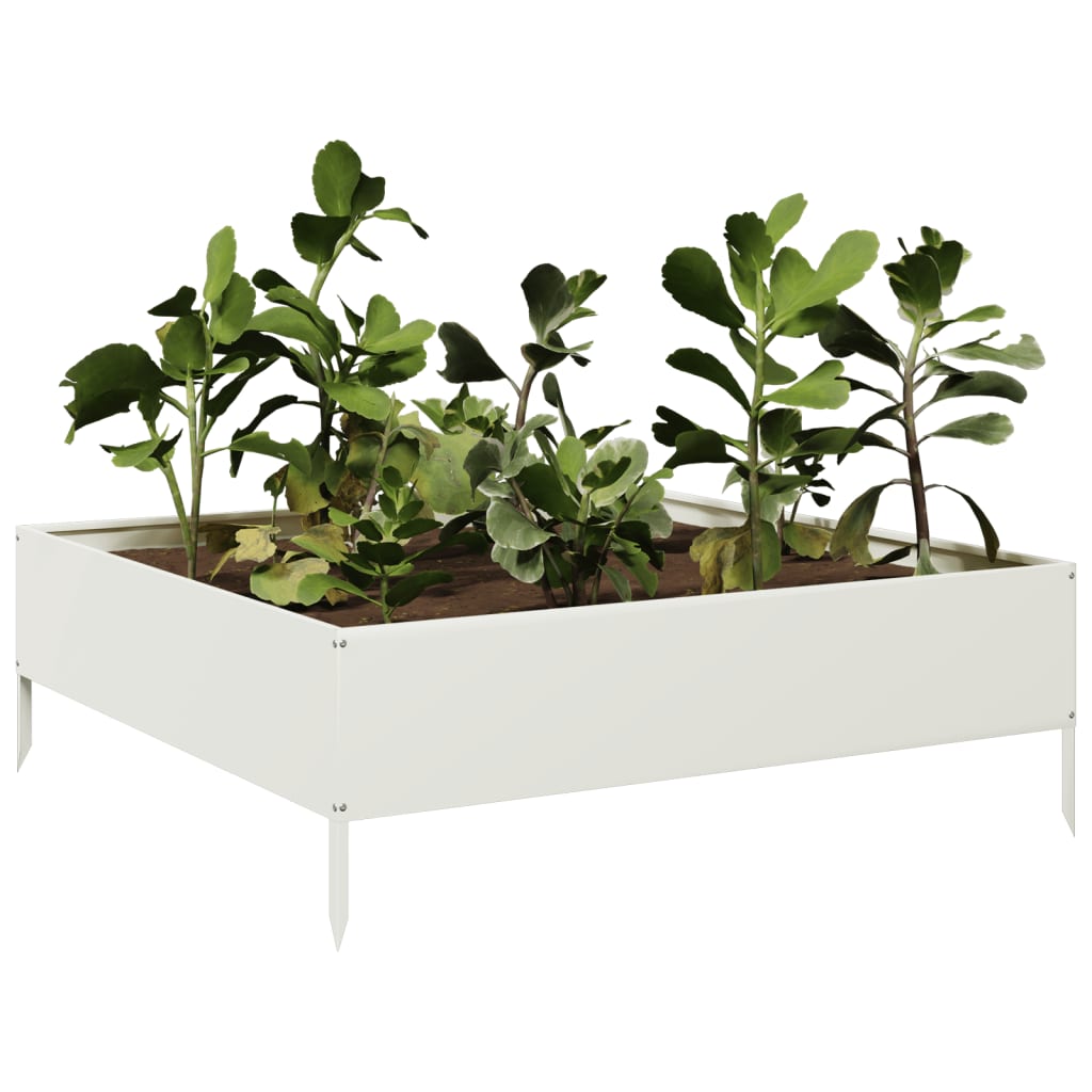 Canteiro elevado de jardim 100x100x33,5 cm aço branco