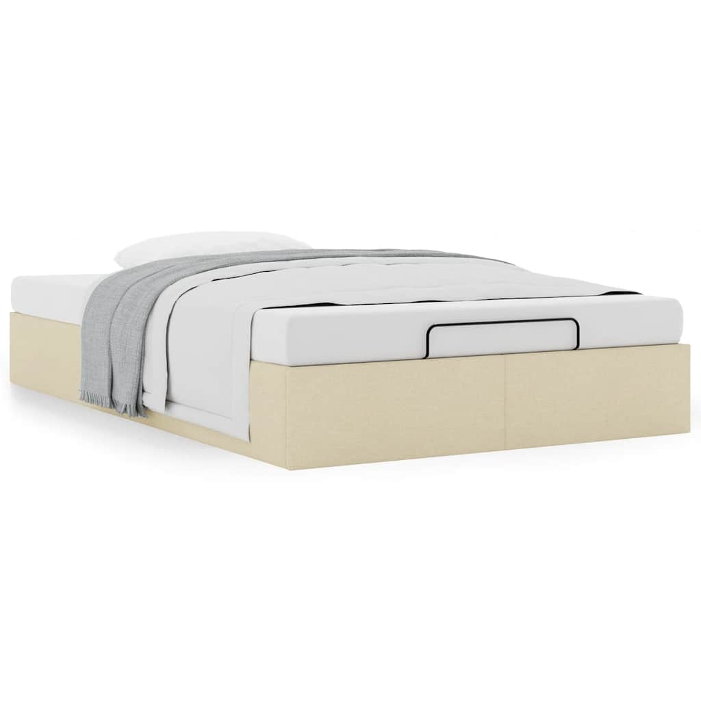 Estrutura de cama otomana sem colchão 120x190 cm tecido creme