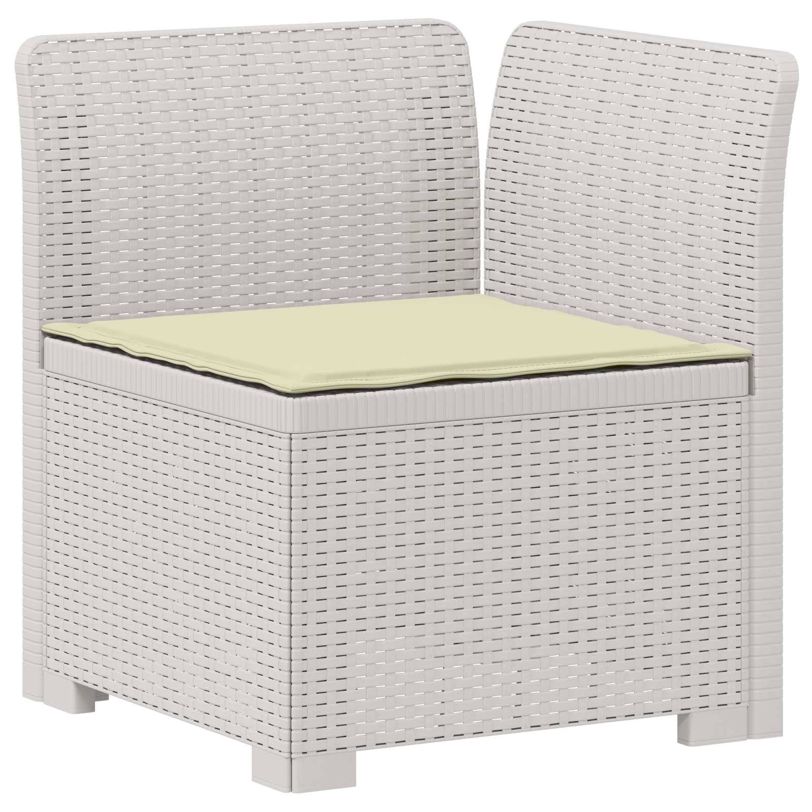 Sofá de jardim 1 lugar com almofada look rattan PP branco