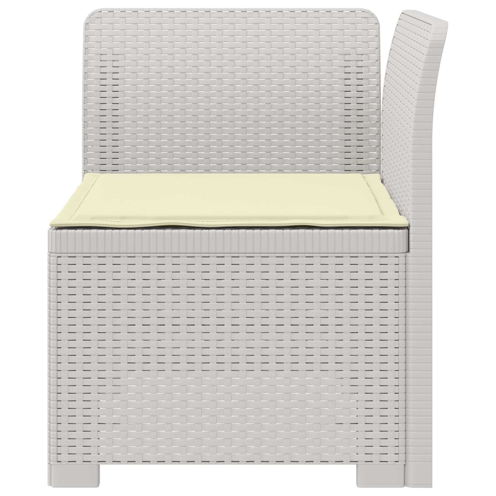 Sofá de jardim 1 lugar com almofada look rattan PP branco