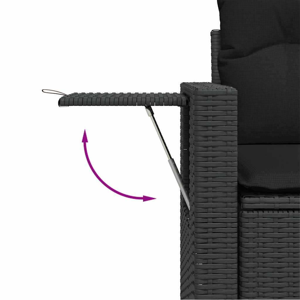 6 Pcs conjunto sofás de jardim c/ almofadões vime PE preto