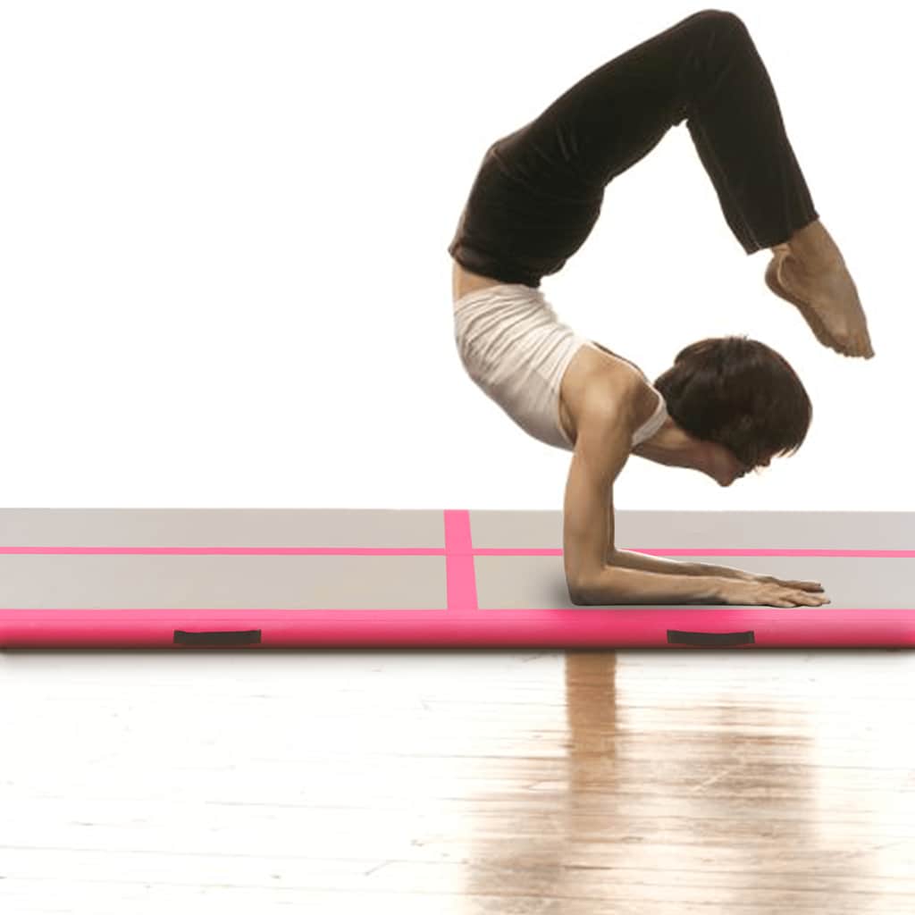 Colchão de ginástica insuflável c/ bomba 300x100x10 cm PVC rosa