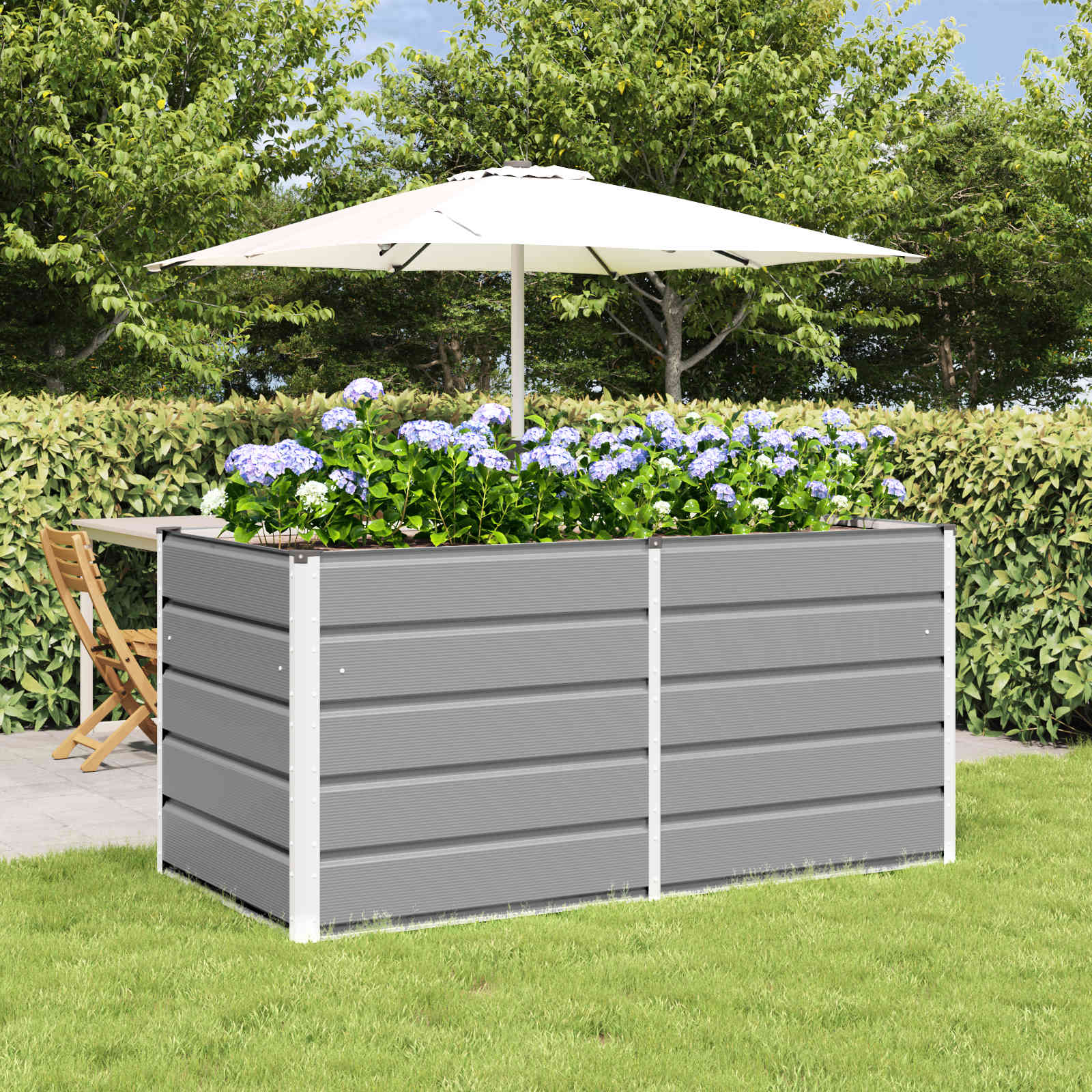 Floreira cinzento-claro 160 x 80 x 75 cm aço