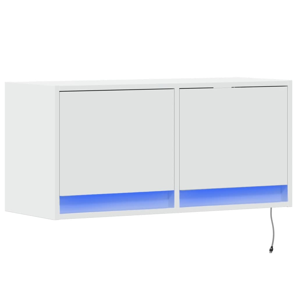 Móvel de parede para TV com luzes LED 80x31x35 cm branco