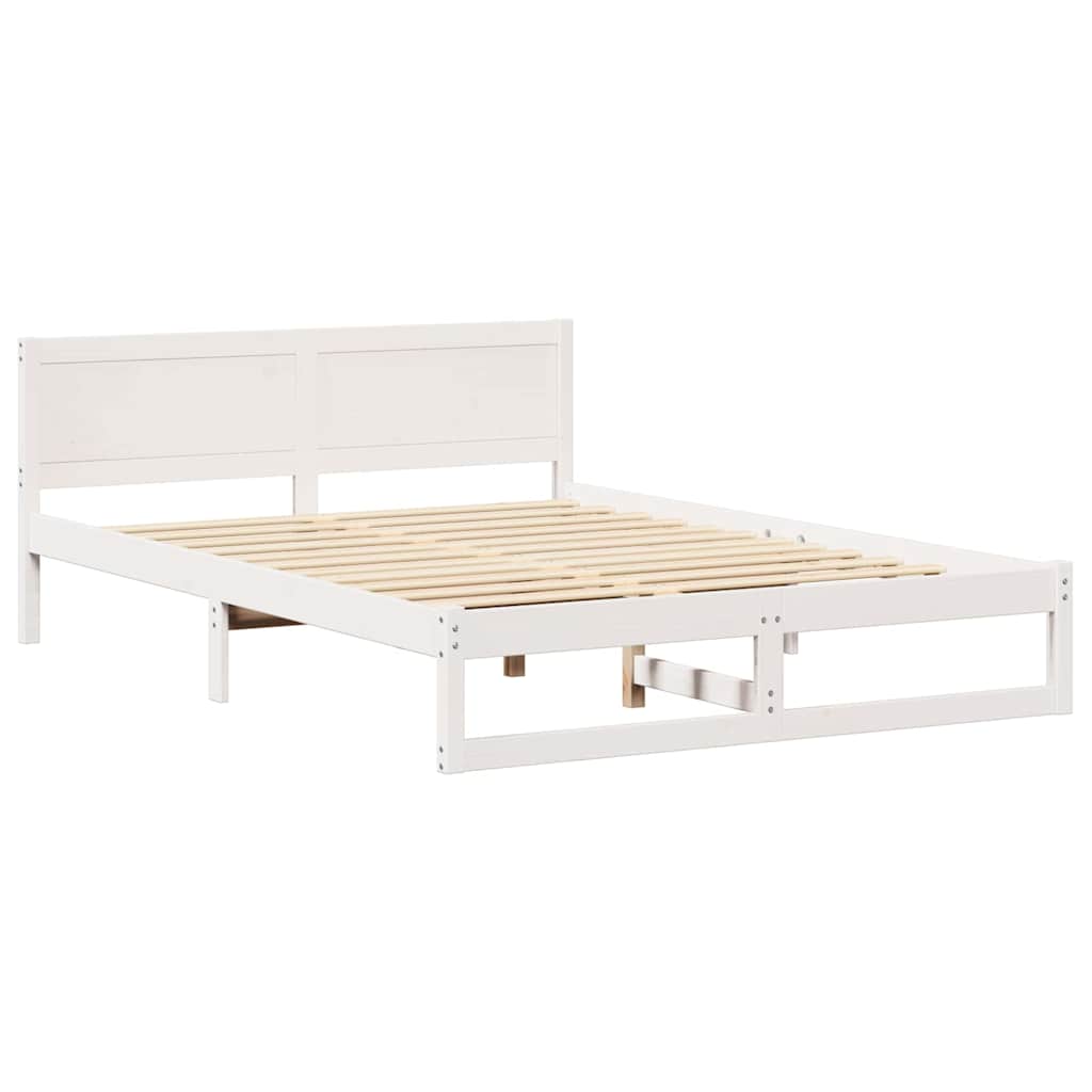 Estrutura da cama com cabeceira branco 160 x 200 cm