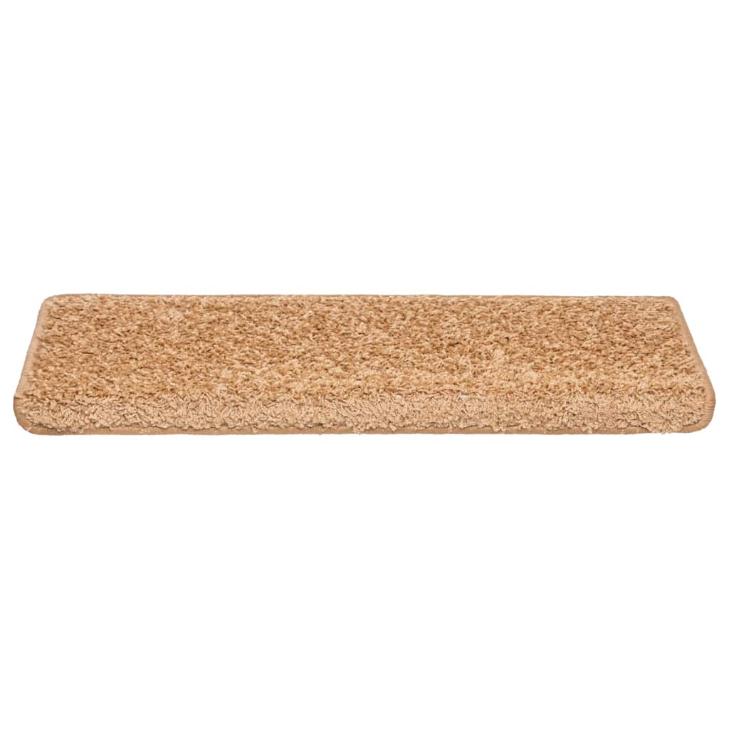 Tapetes de escada 20 peças 65x21x4 cm bege com borda retangular