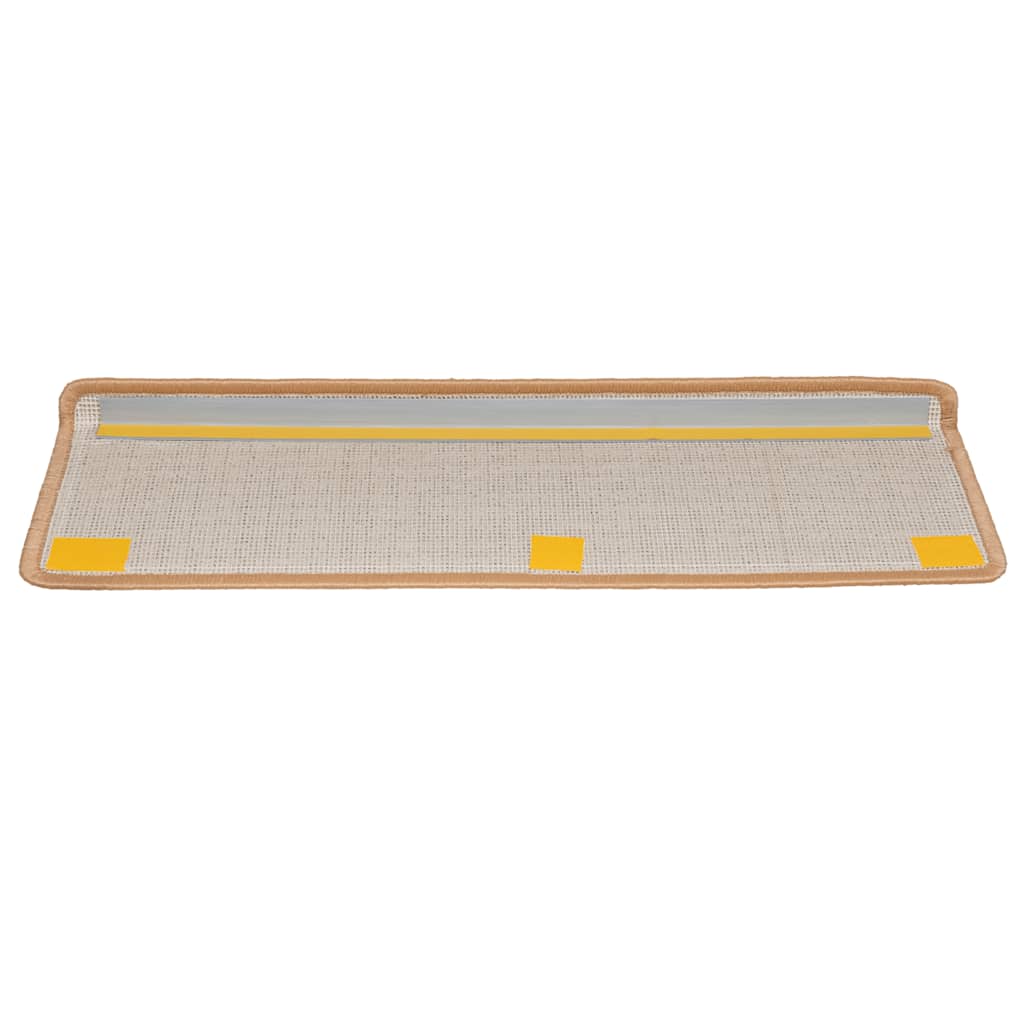 Tapetes de escada 20 peças 65x21x4 cm bege com borda retangular