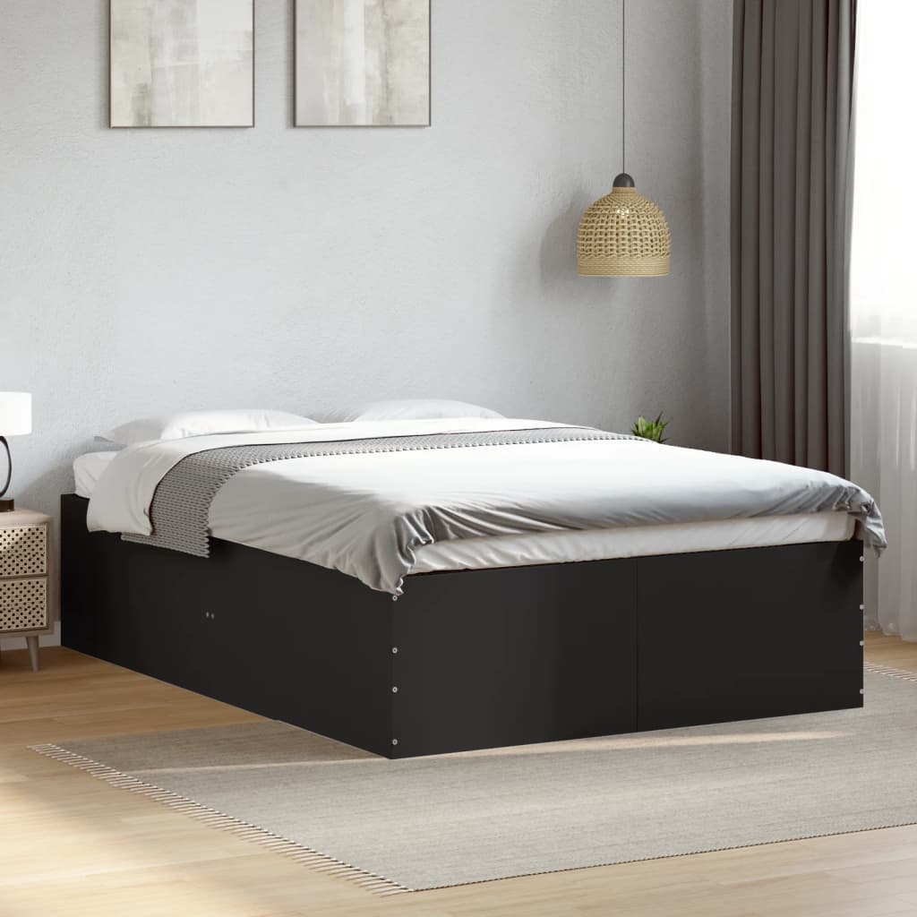 Estrutura de cama 135x190 cm derivados de madeira preto