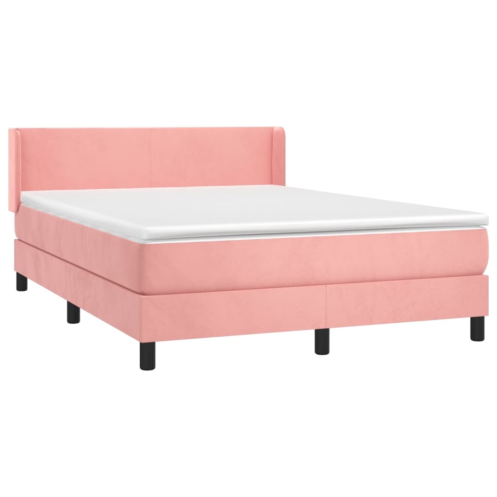Cama com molas/colchão 140x200 cm veludo rosa