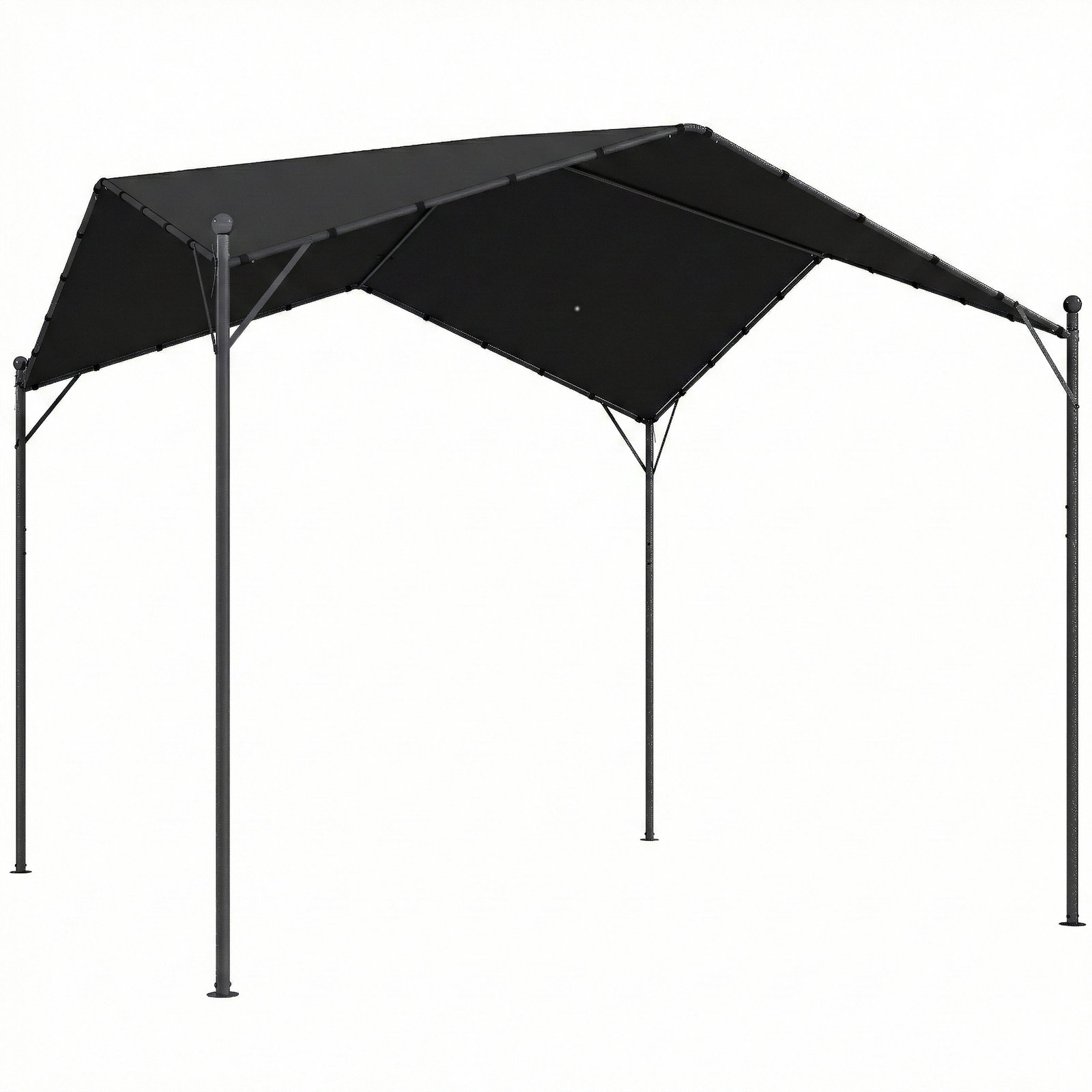 Pérgola de jardim 3x3 m com proteção upf30+ estrutura em metal galvanizado cobertura inclinada cinzento