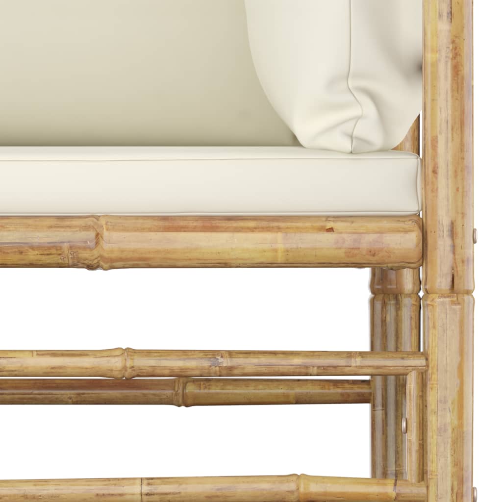 9 Pcs conj. lounge p/ jardim em bambu c/ almofadões branco nata