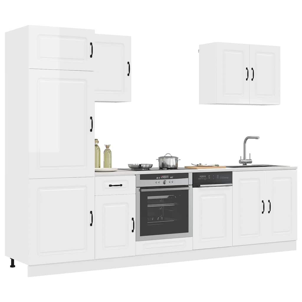 7 Peças armário de cozinha conjunto kalmar branco brilhante