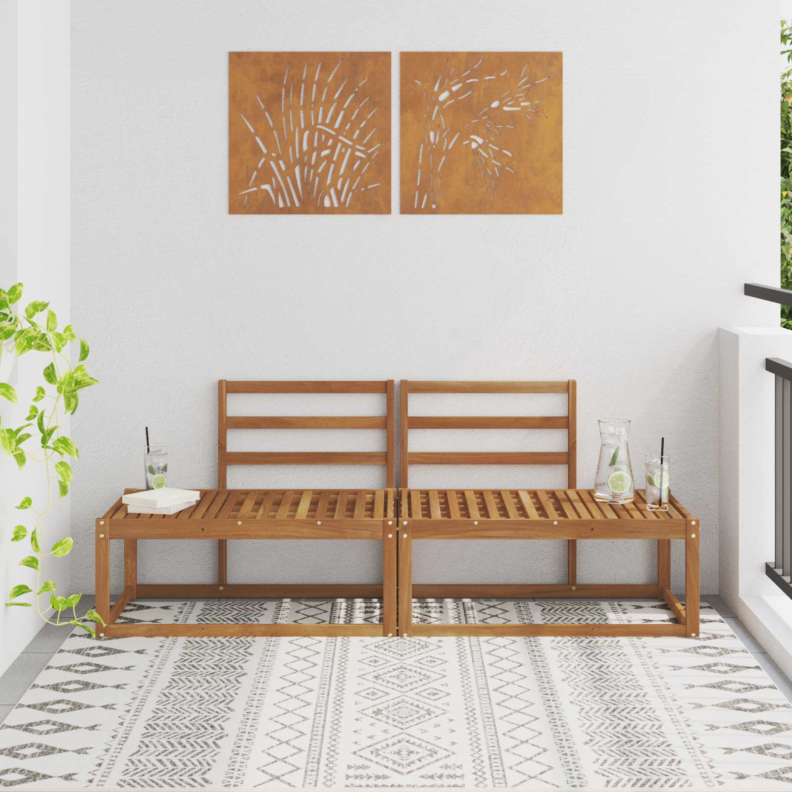 Sofá de canto externo 2 peça natural 182,5 x 63 x 73 cm