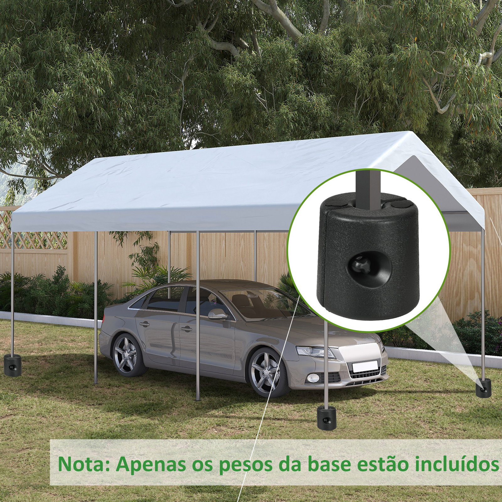 Conjunto de 4 pesos para tendas dobráveis suportes recarregáveis com 8,7 kg de água ou 12 kg de areia ø21,5/24x25,5 cm preto