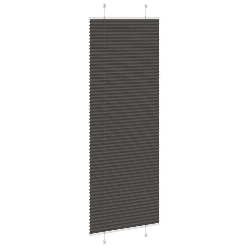 Preto plissada cega 75x200 cm largura tecido 74,4 cm poliéster