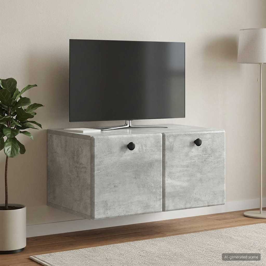 Gabinete de TV de parede 59,5 x 41 x 30 cm cinzento cimento
