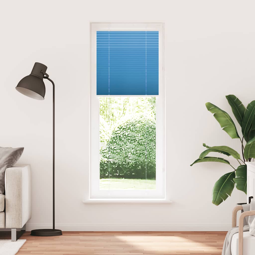 Azul plissada cega 75x200 cm largura tecido 74,4 cm poliéster
