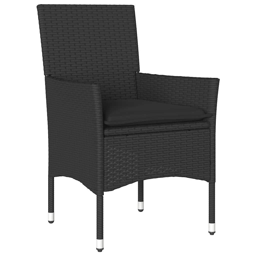 5 Pcs conjunto jantar jardim c/ almofadões vime PE/acácia preto