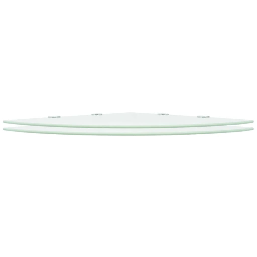 Prateleiras canto 2 pcs suportes cromados 45x45cm vidro branco