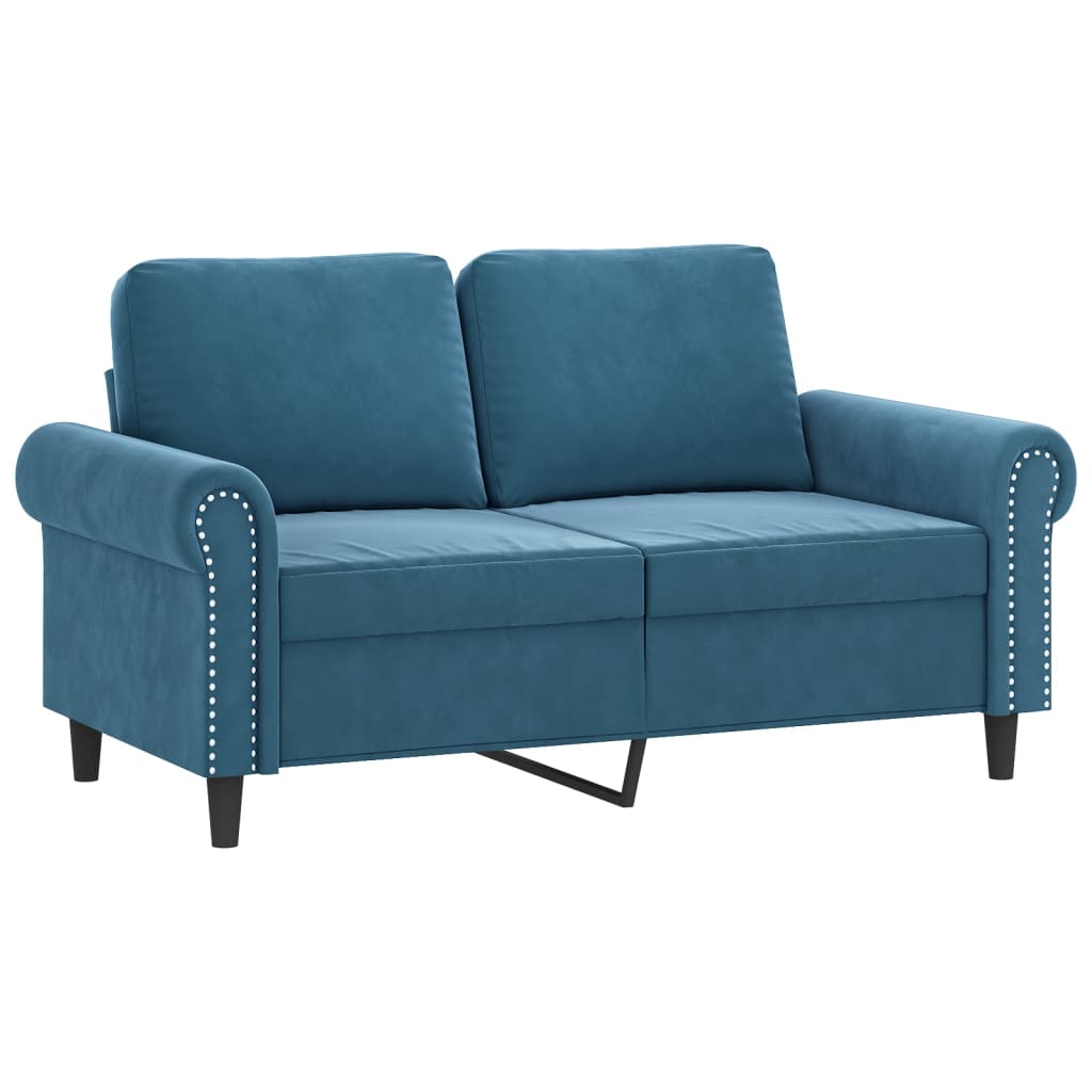 3 Pcs conjunto de sofás com almofadões veludo azul