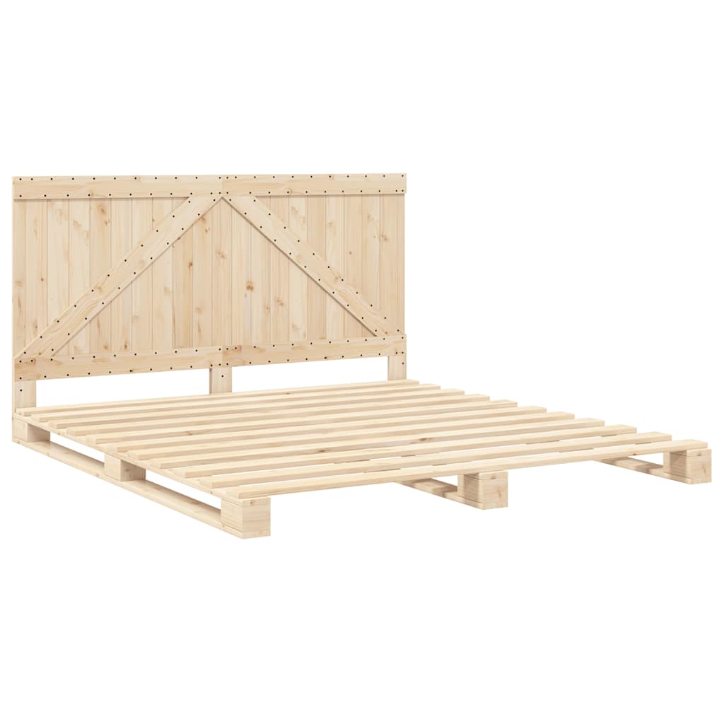 Estrutura de cama com cabeceira 200x200 cm pinho maciço