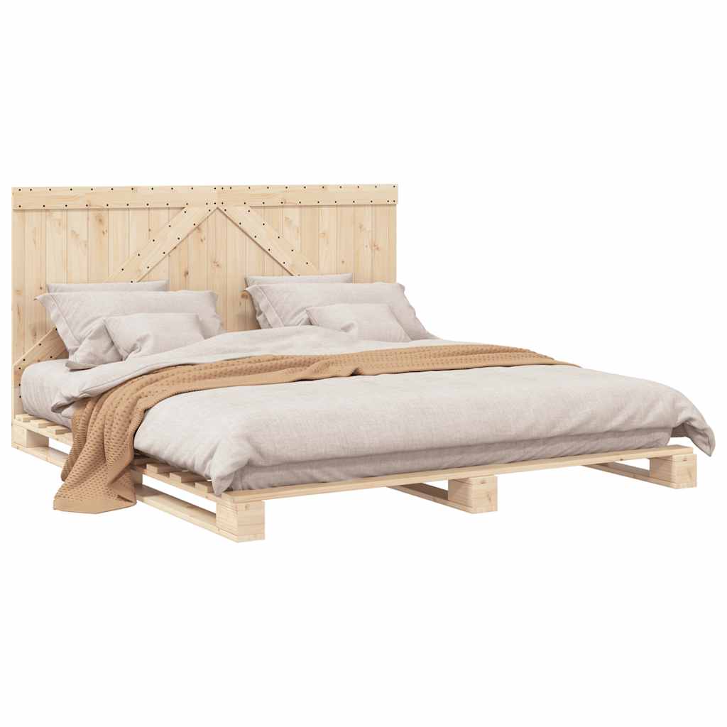 Estrutura de cama com cabeceira 200x200 cm pinho maciço