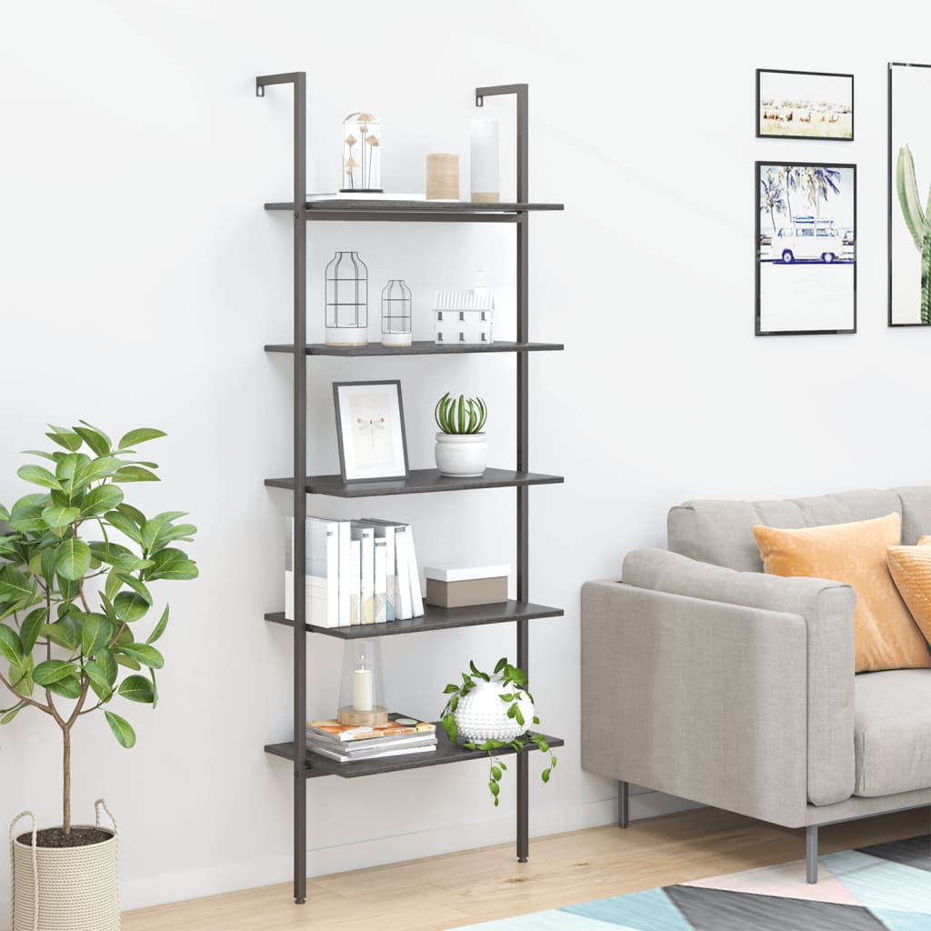Unidade 5 prateleiras inclinada 64x35x185 cm preto