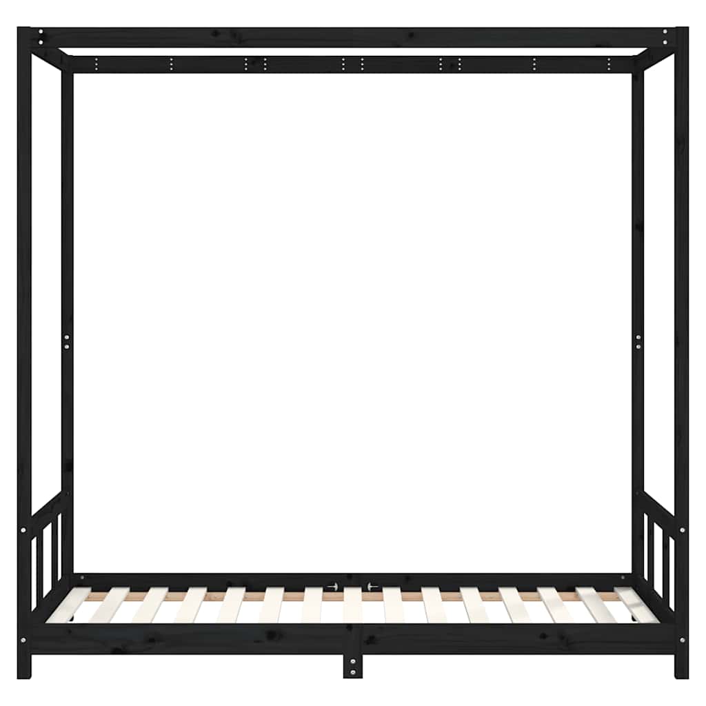 Estrutura de cama infantil 90x190 cm pinho maciço preto