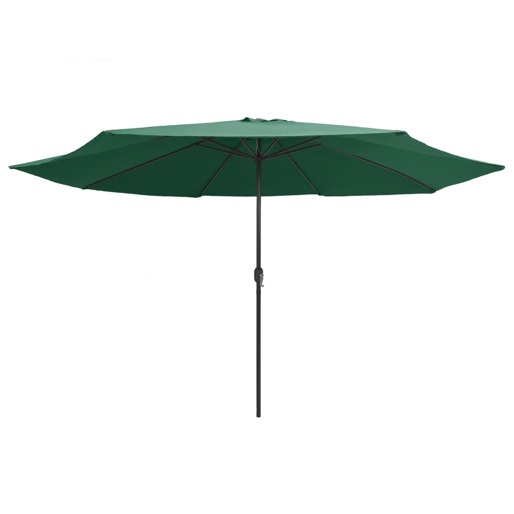 Guarda-sol de jardim com poste de metal 390 cm verde