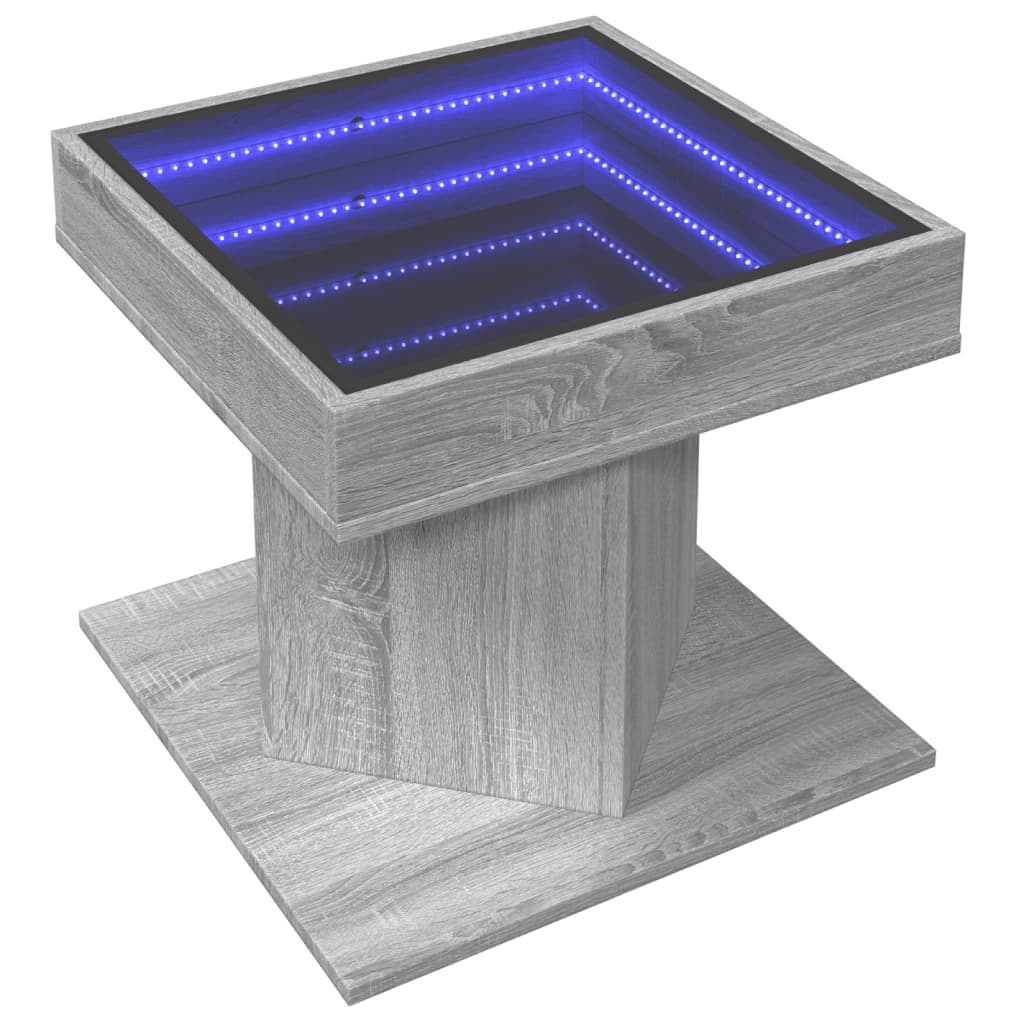 Mesa de centro c/ leds 50x50x45 madeira processada