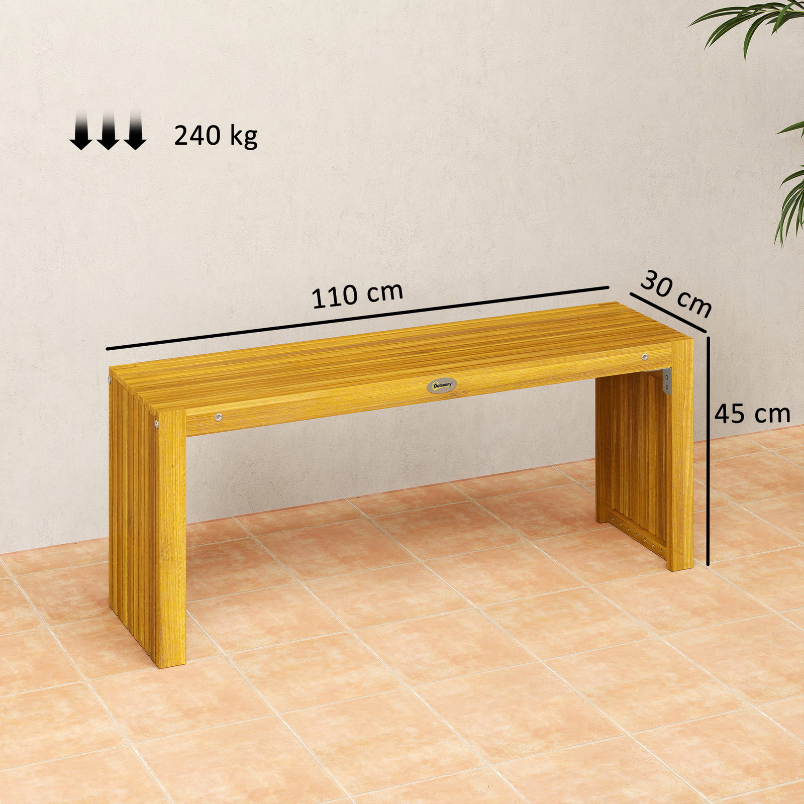 Banco de jardim em madeira de 2 lugares 110 cm com assento de ripas suporta 240 kg madeira