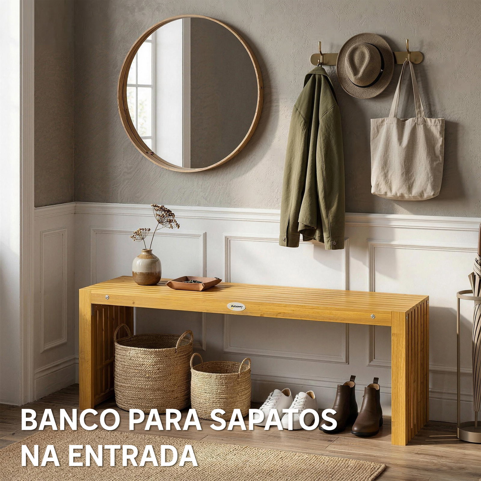 Banco de jardim em madeira de 2 lugares 110 cm com assento de ripas suporta 240 kg madeira