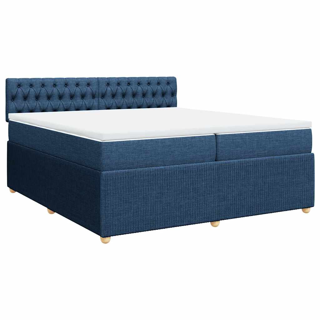 Cama com molas/colchão 200x200 cm tecido azul