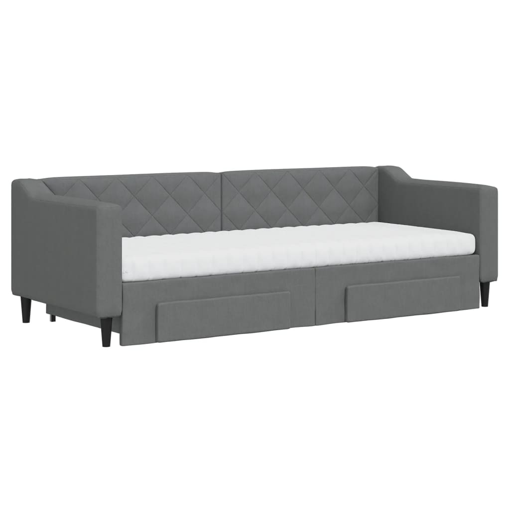 Sofá-cama c/ gavetão e gavetas 80x200 cm tecido cinzento-escuro