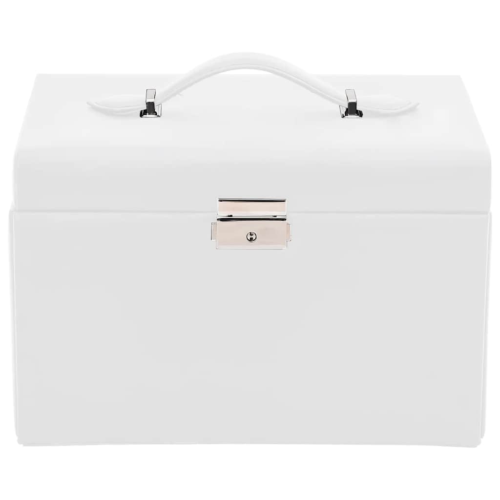 Caixa para jóias de 3 camadas com espelho com fechadura branco