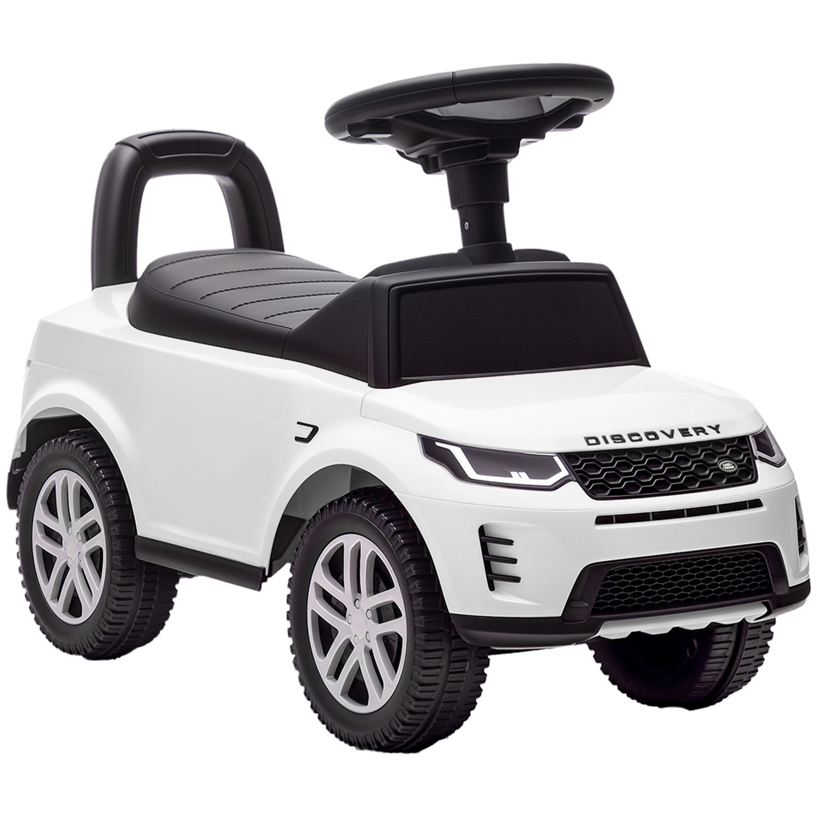Carro andador para crianças com licença de land rover com armazenamento buzina sons de motor 65,5x28x42 cm branco