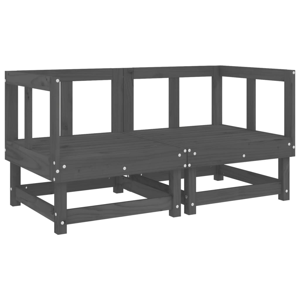 Sofás de canto para jardim 2 pcs madeira de pinho maciça cinza