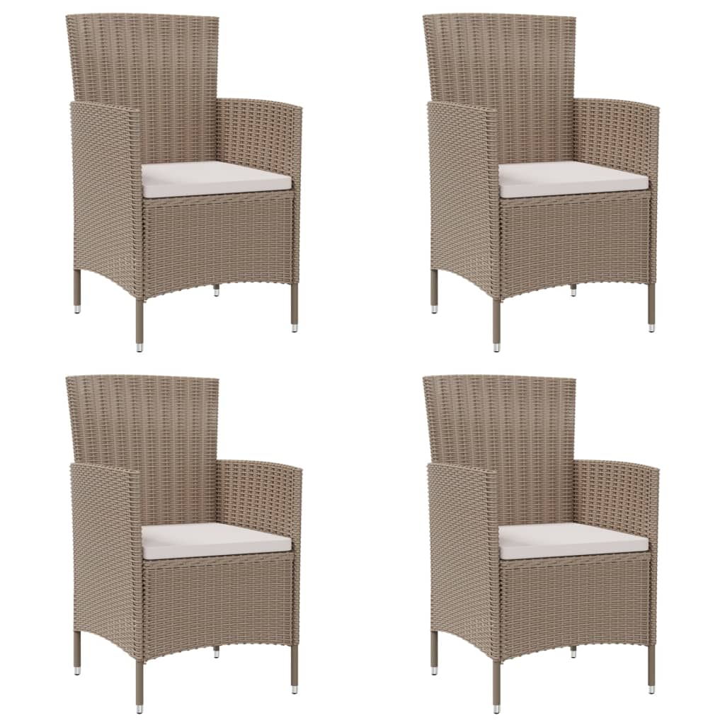 Cadeiras de jardim com almofadões 4 pcs vime PE bege