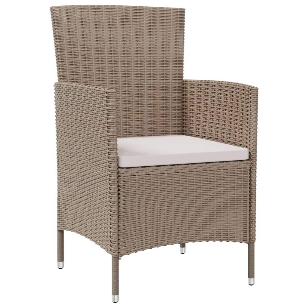 Cadeiras de jardim com almofadões 4 pcs vime PE bege