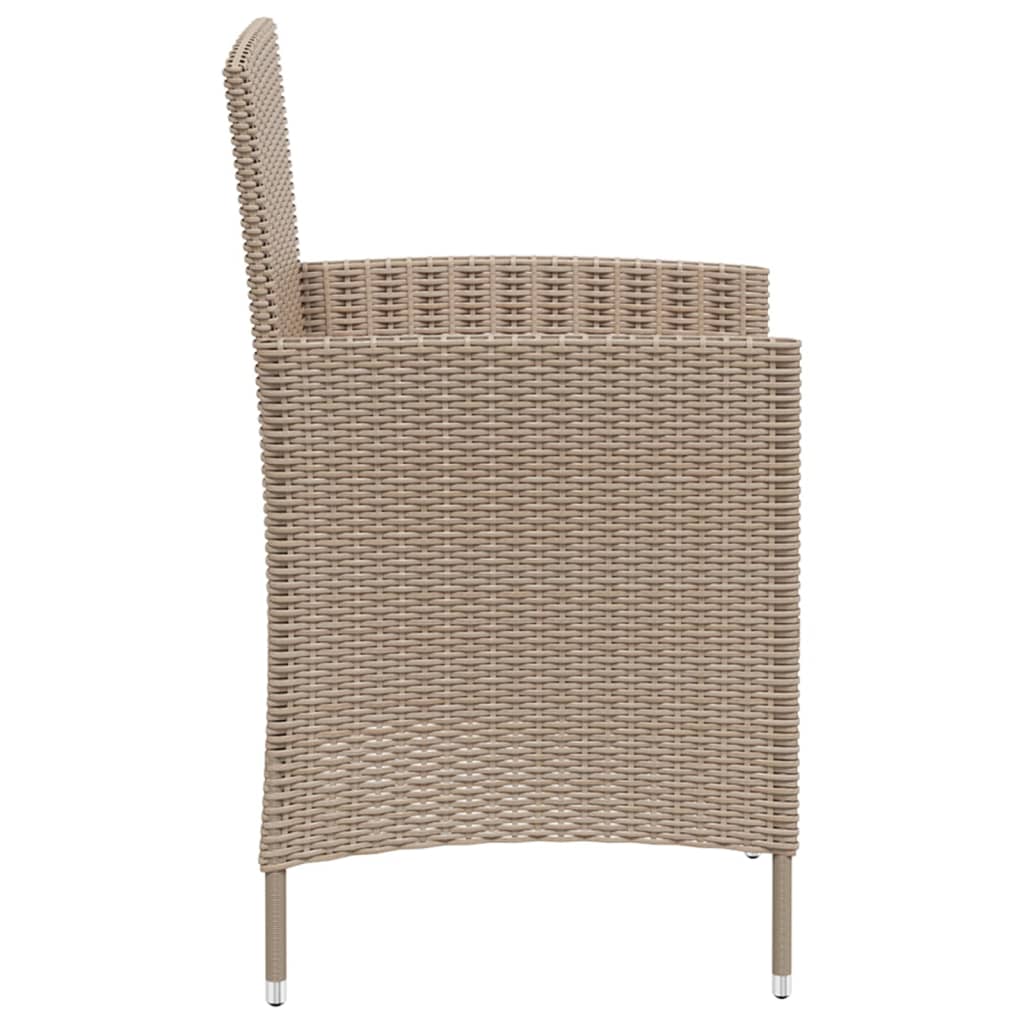 Cadeiras de jardim com almofadões 4 pcs vime PE bege