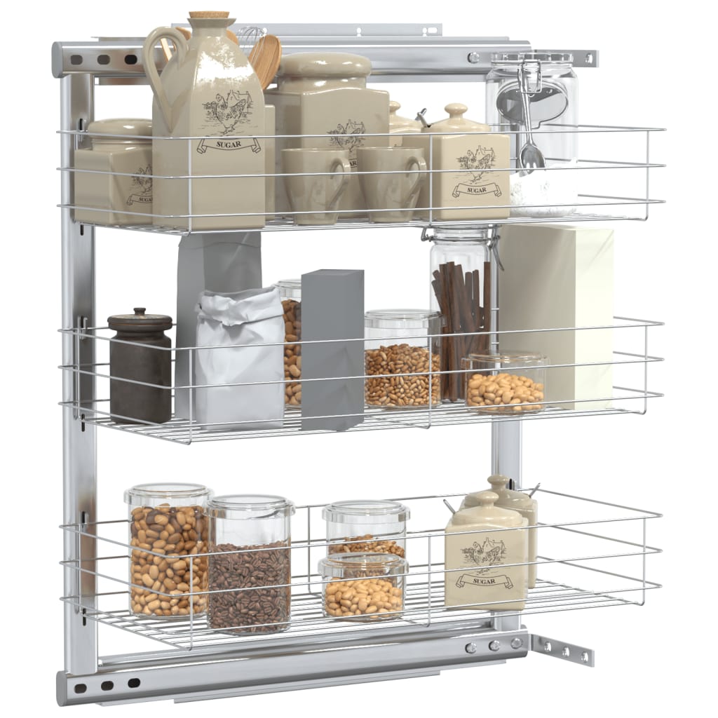 Unidade cestos arame para cozinha 3 pcs 47x25x56 cm prateado