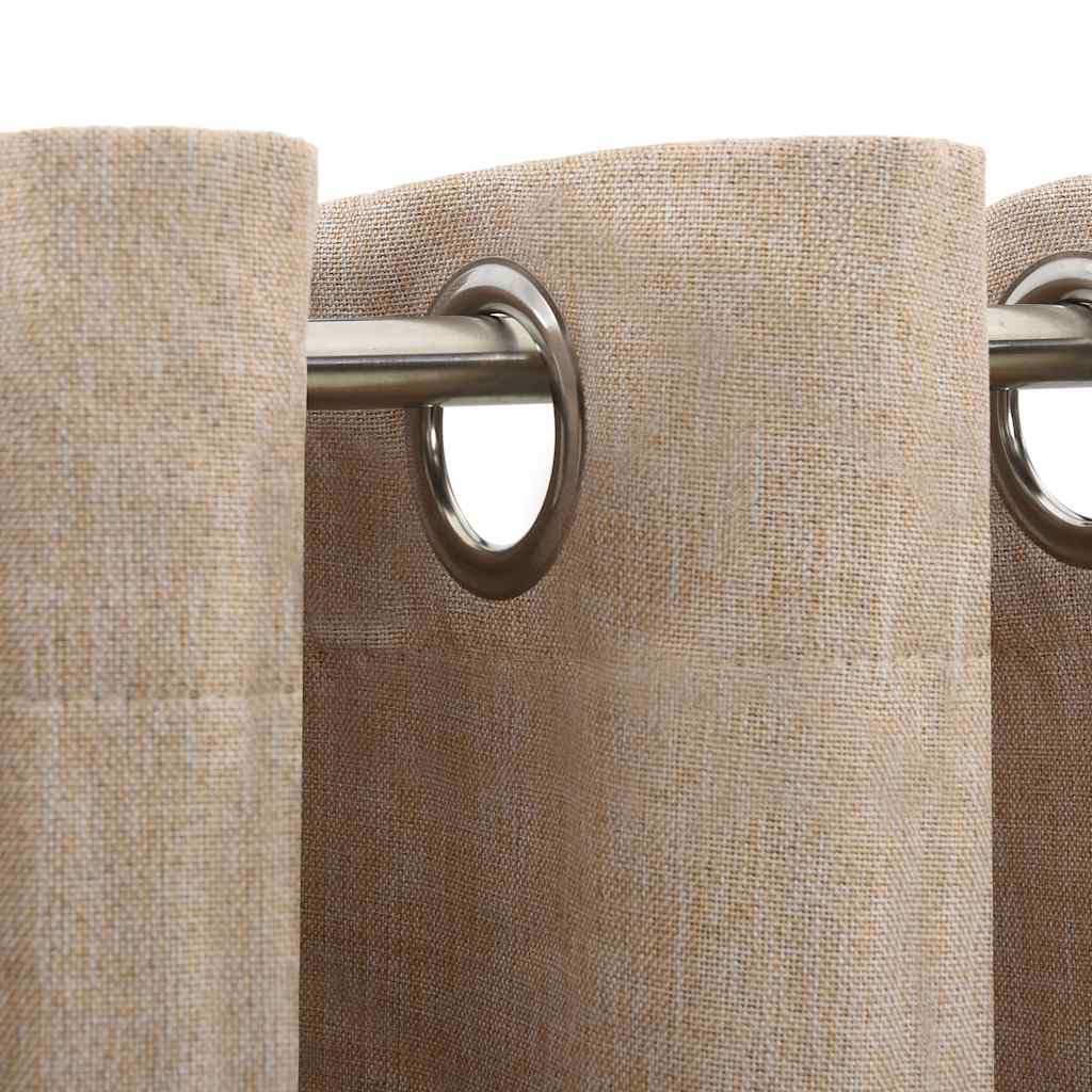 Cortinas opacas aspeto linho c/ ilhós 2 pcs 140x225 cm bege