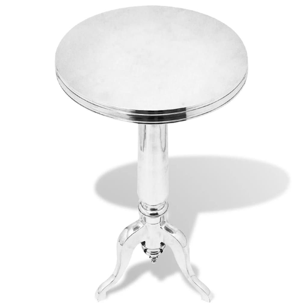 Mesa de apoio redonda, alumínio, prateada