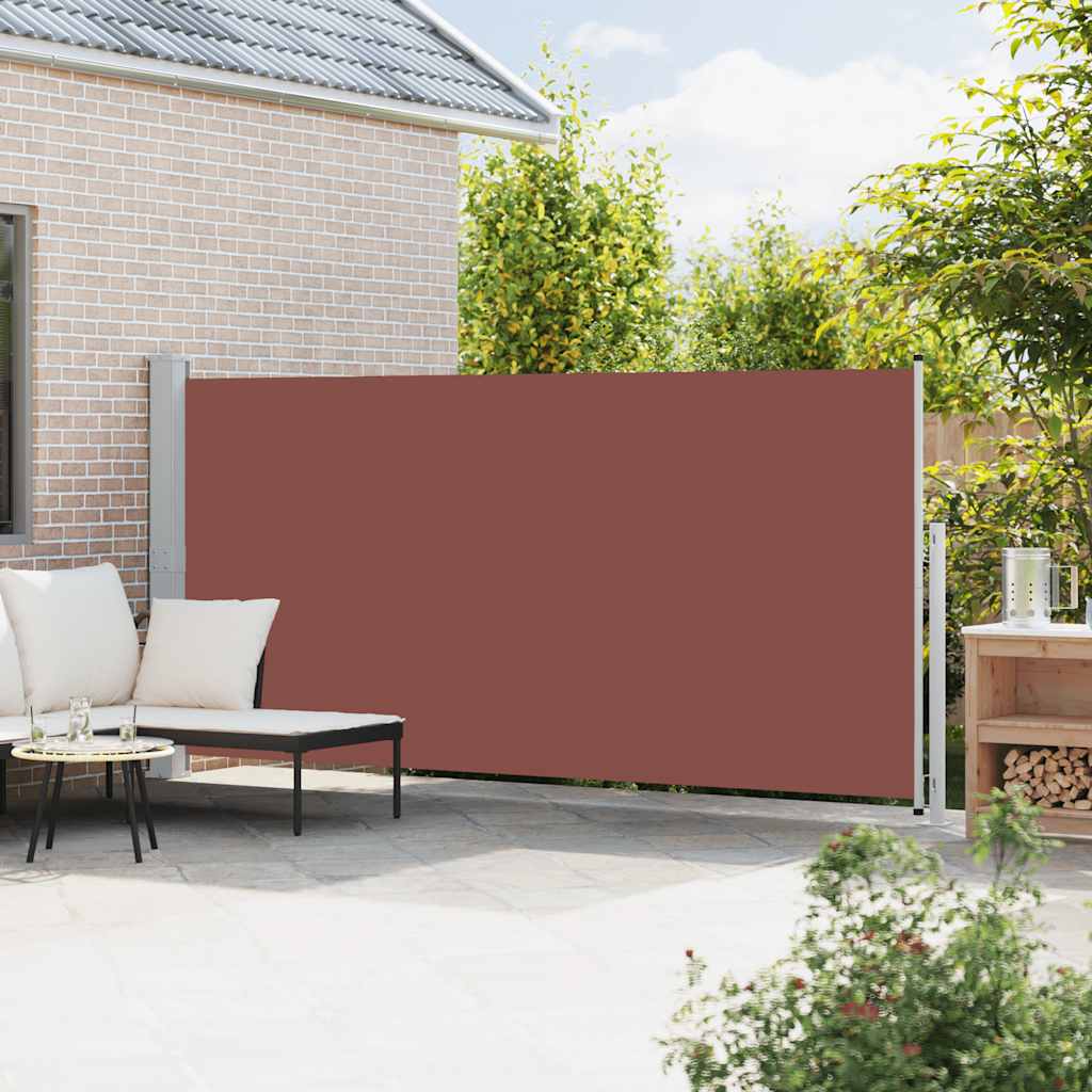 Toldo lateral retrátil para pátio 180x500 cm castanho