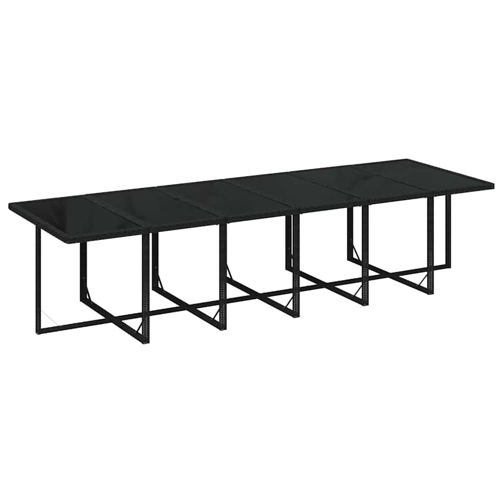 13 Pcs conjunto jantar p/ jardim c/ almofadões vime PE preto