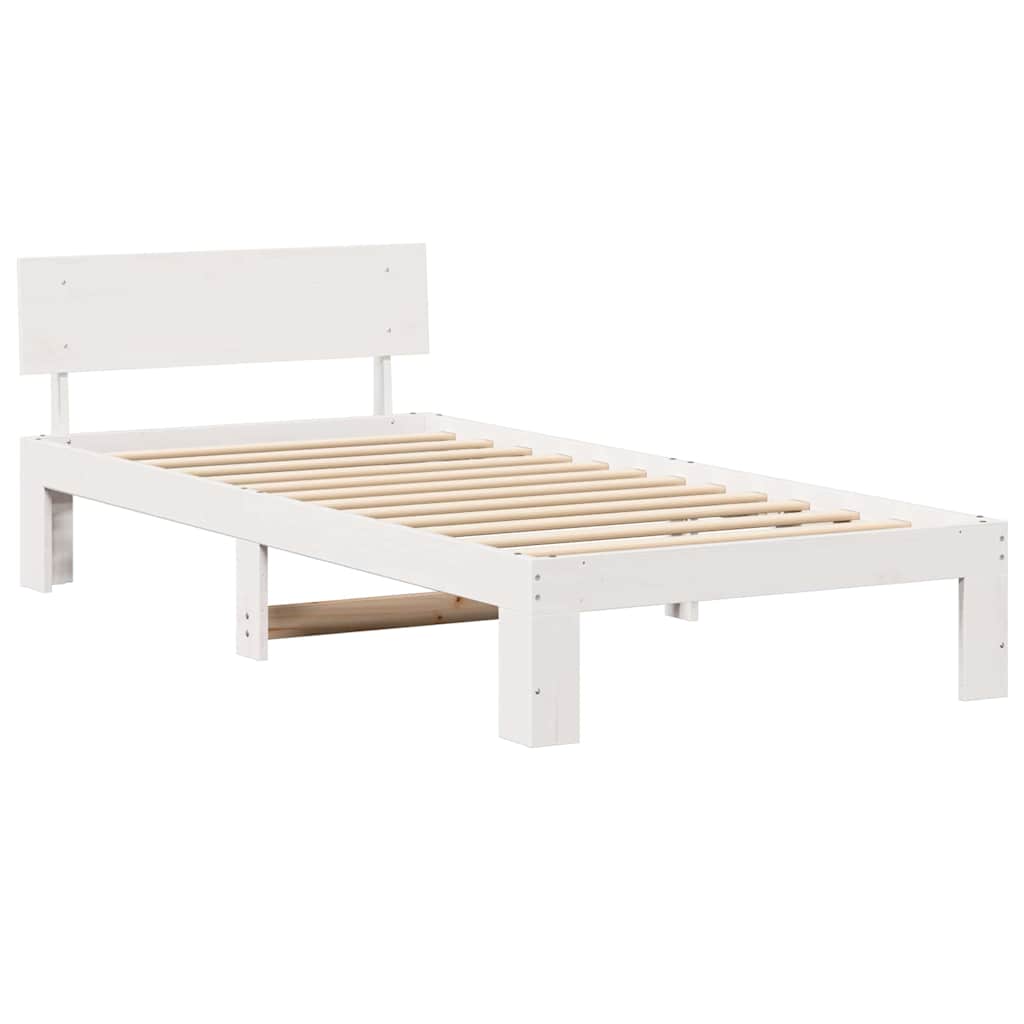 Estrutura da cama branco 75 x 190 cm madeira de pinheiro sólida